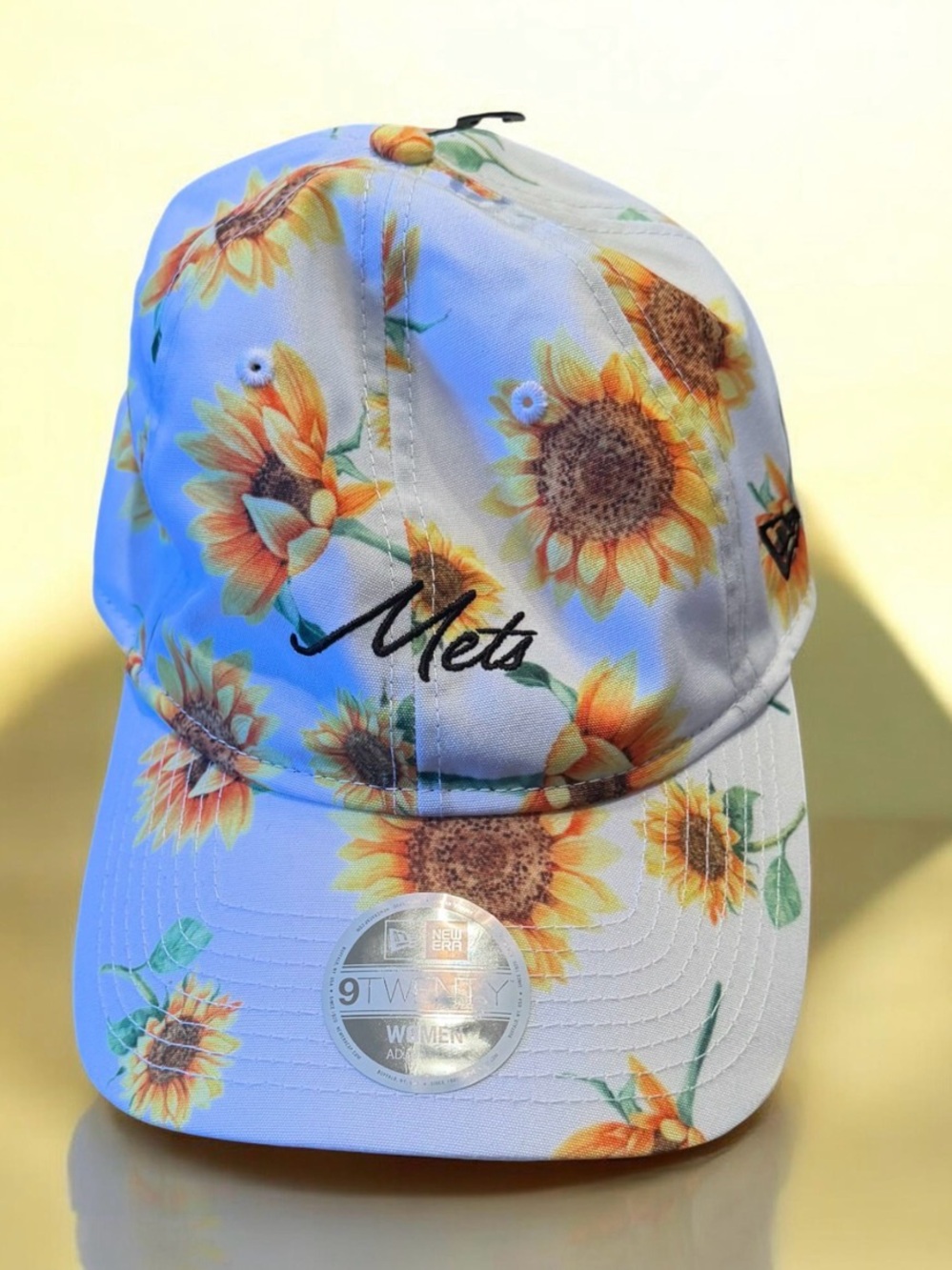 Mets Sunflower Print Baseball Cap - White/Yellow